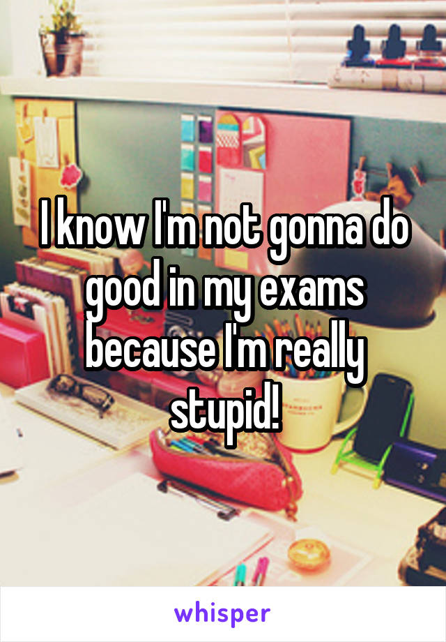 I know I'm not gonna do good in my exams because I'm really stupid!