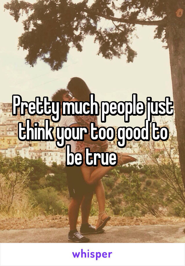 Pretty much people just think your too good to be true 