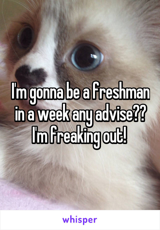 I'm gonna be a freshman in a week any advise?? I'm freaking out! 