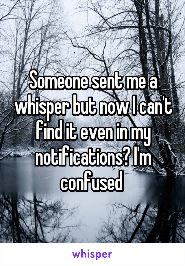 Someone sent me a whisper but now I can't find it even in my notifications? I'm confused 