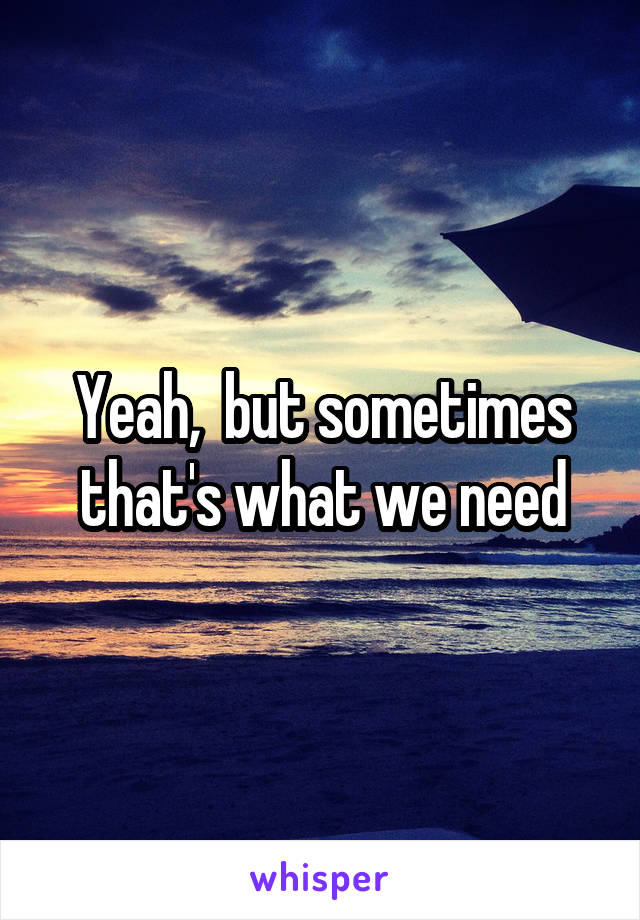 Yeah,  but sometimes that's what we need