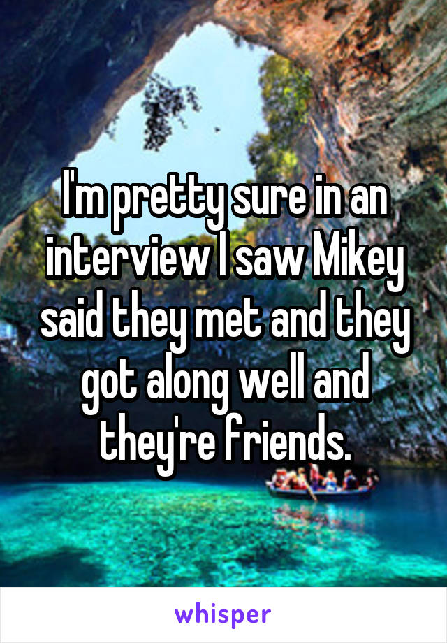 I'm pretty sure in an interview I saw Mikey said they met and they got along well and they're friends.