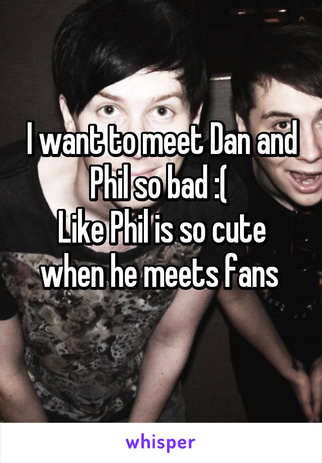 I want to meet Dan and Phil so bad :( 
Like Phil is so cute when he meets fans 
