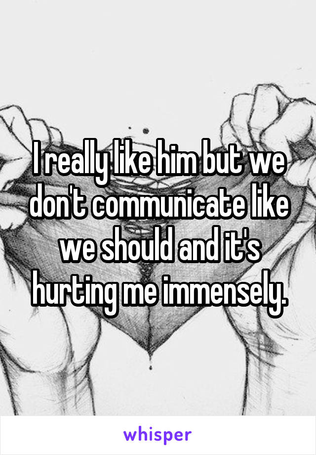 I really like him but we don't communicate like we should and it's hurting me immensely.