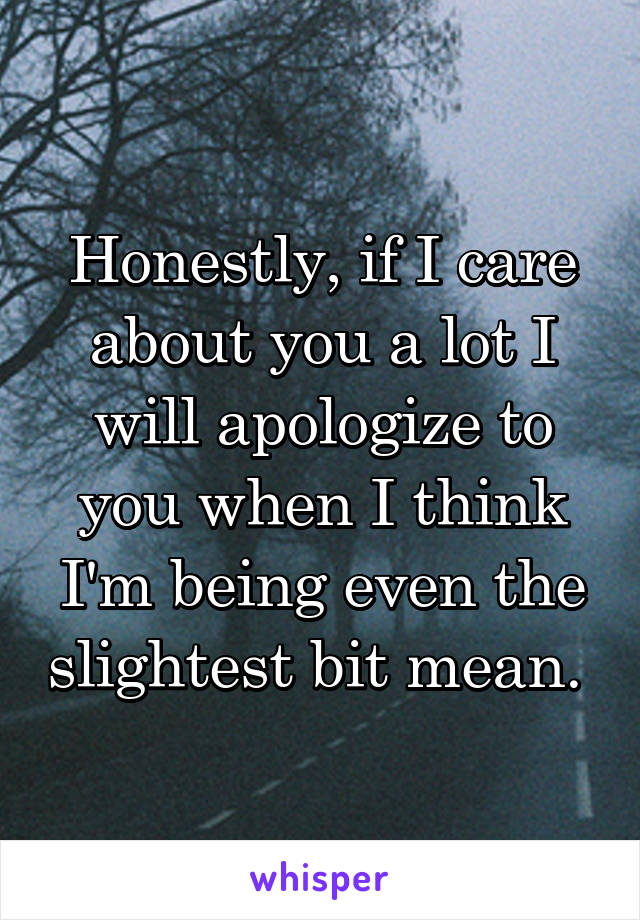 Honestly, if I care about you a lot I will apologize to you when I think I'm being even the slightest bit mean. 