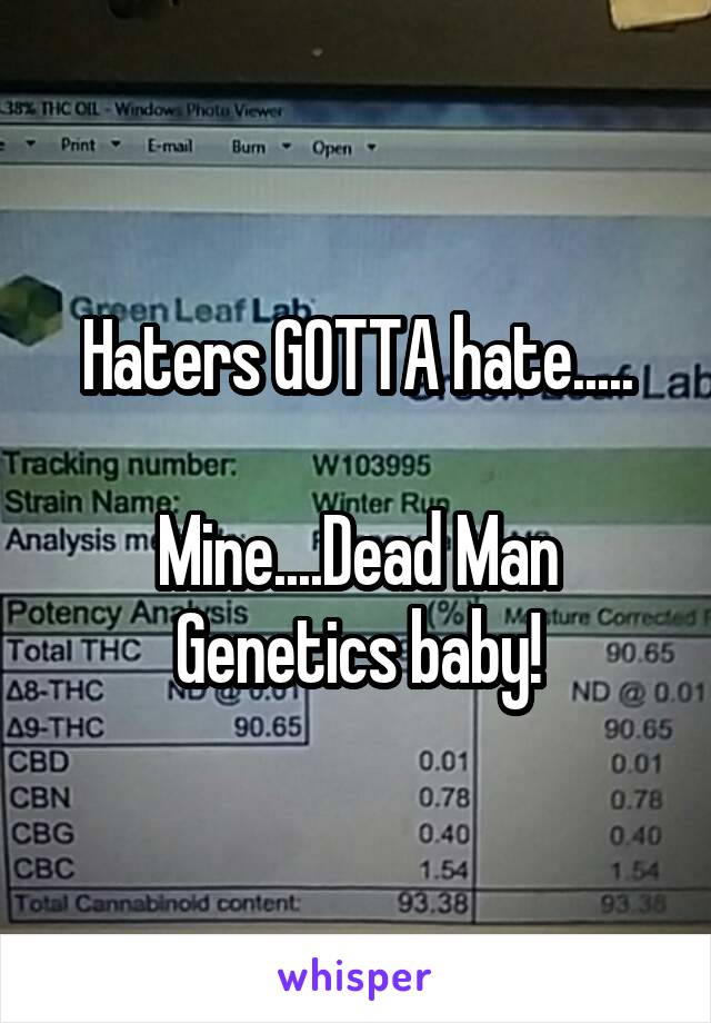 Haters GOTTA hate.....

Mine....Dead Man Genetics baby!