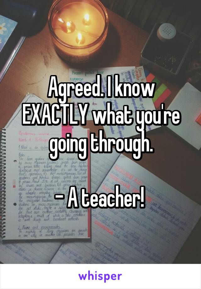 Agreed. I know EXACTLY what you're going through.

- A teacher! 