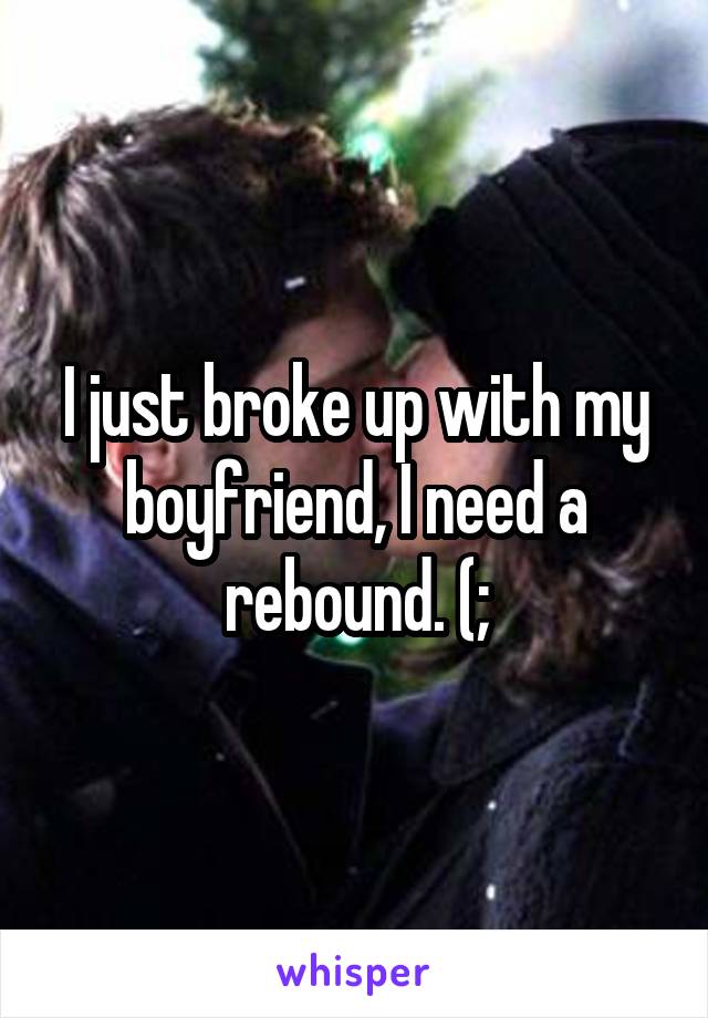 I just broke up with my boyfriend, I need a rebound. (;