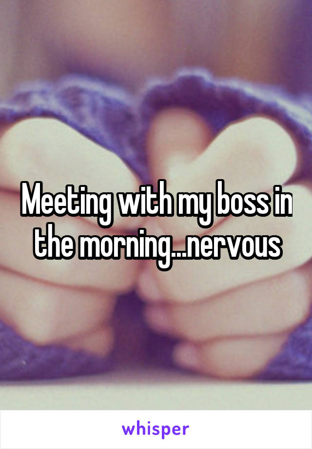 Meeting with my boss in the morning...nervous