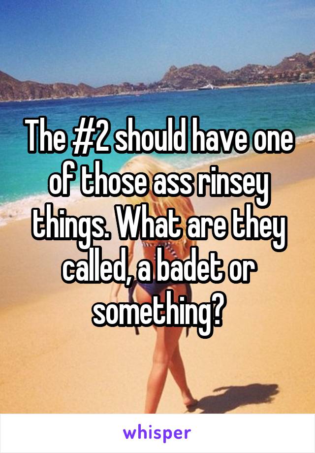 The #2 should have one of those ass rinsey things. What are they called, a badet or something?