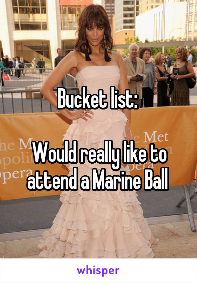 Bucket list: 

Would really like to attend a Marine Ball 