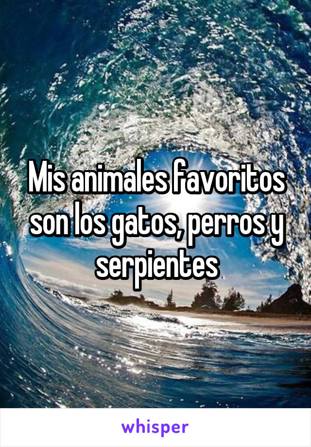 Mis animales favoritos son los gatos, perros y serpientes