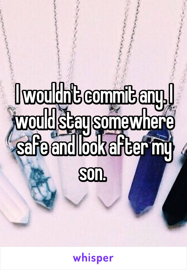 I wouldn't commit any. I would stay somewhere safe and look after my son. 