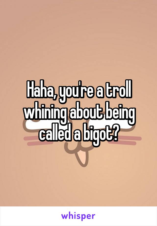 Haha, you're a troll whining about being called a bigot?