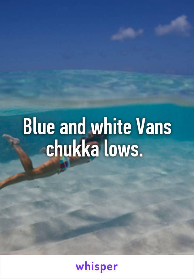 Blue and white Vans chukka lows. 