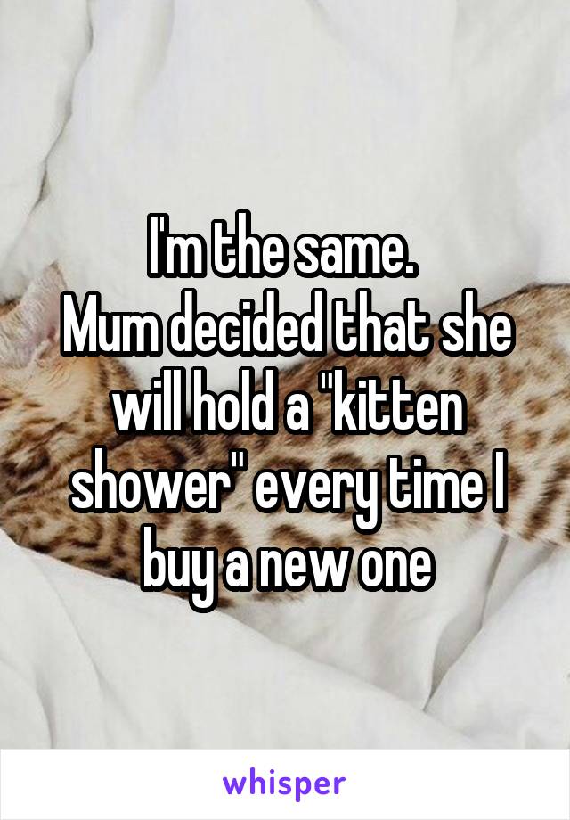 I'm the same. 
Mum decided that she will hold a "kitten shower" every time I buy a new one