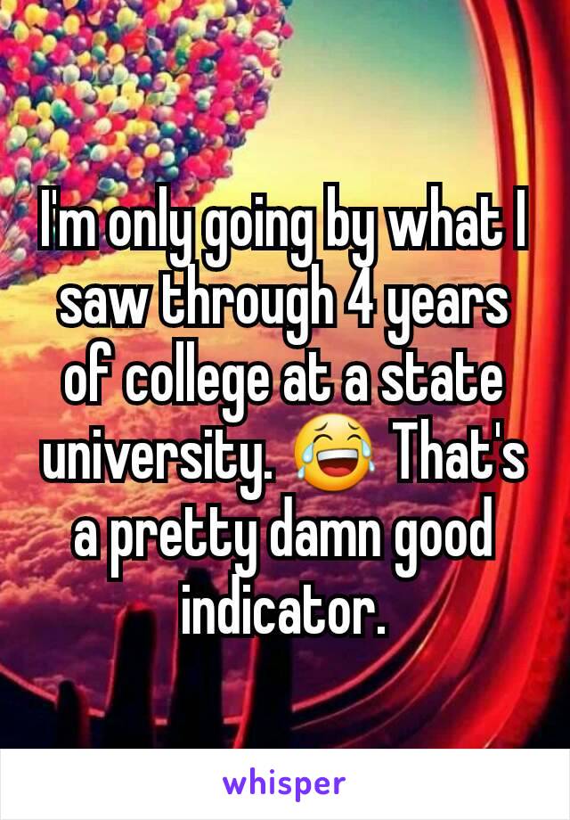 I'm only going by what I saw through 4 years of college at a state university. 😂 That's a pretty damn good indicator.