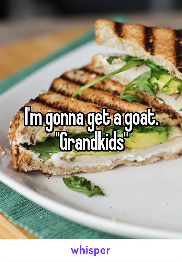 I'm gonna get a goat.
"Grandkids"