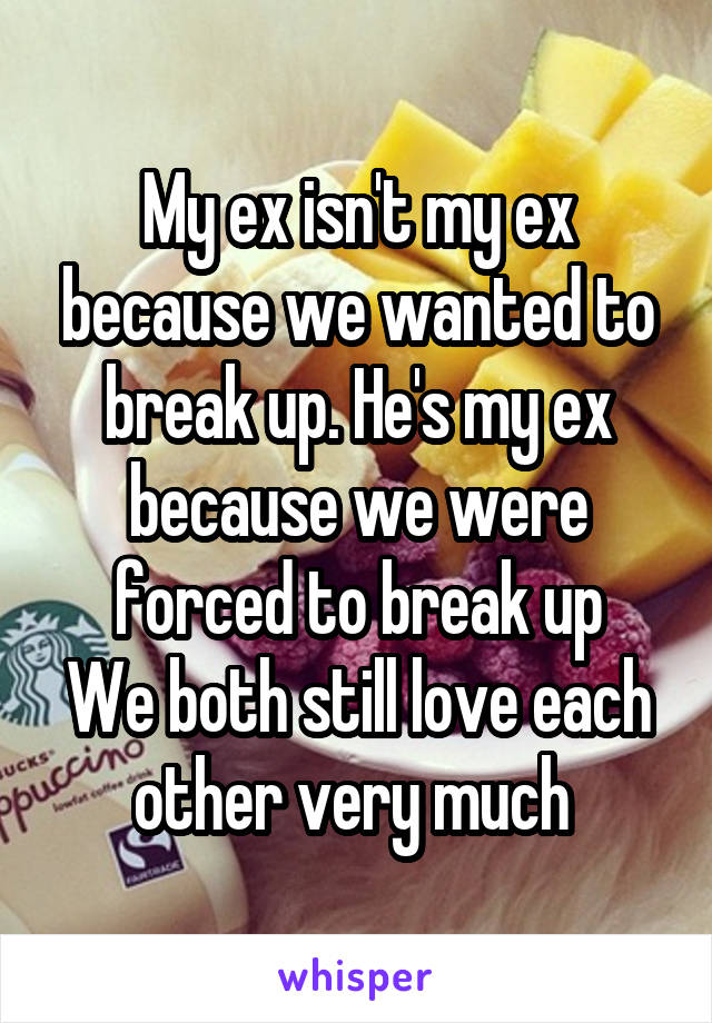 My ex isn't my ex because we wanted to break up. He's my ex because we were forced to break up
We both still love each other very much 