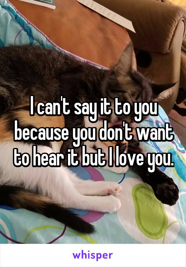 I can't say it to you because you don't want to hear it but I love you.