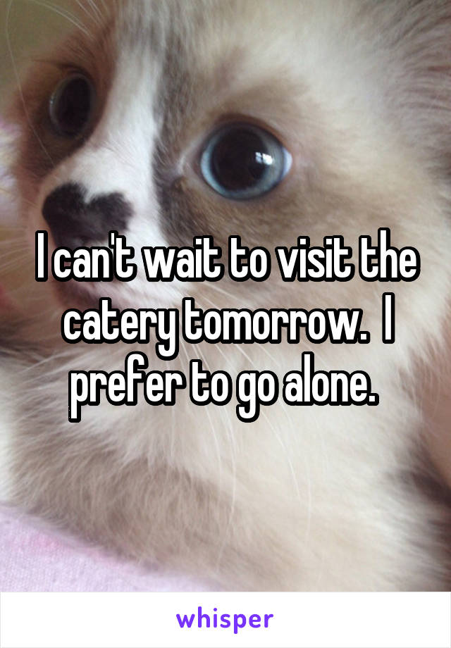 I can't wait to visit the catery tomorrow.  I prefer to go alone. 