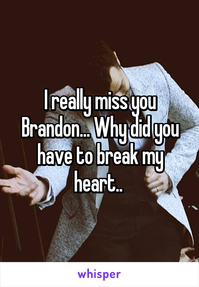 I really miss you Brandon... Why did you have to break my heart.. 