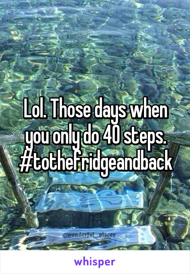 Lol. Those days when you only do 40 steps. #tothefridgeandback