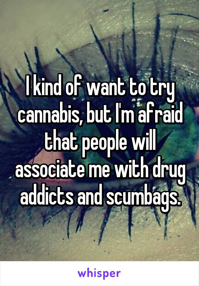 I kind of want to try cannabis, but I'm afraid that people will associate me with drug addicts and scumbags.