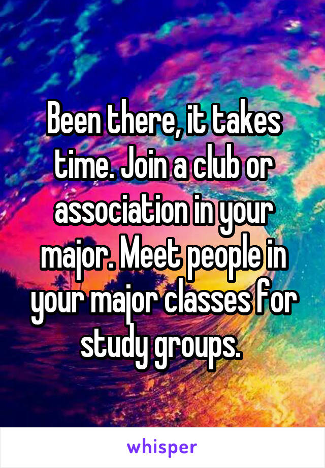 Been there, it takes time. Join a club or association in your major. Meet people in your major classes for study groups. 