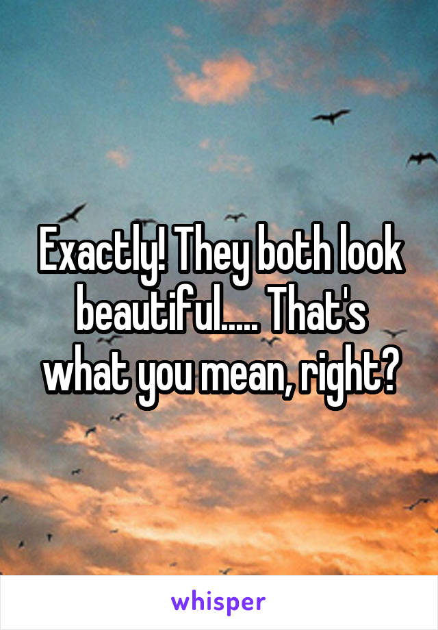 Exactly! They both look beautiful..... That's what you mean, right?