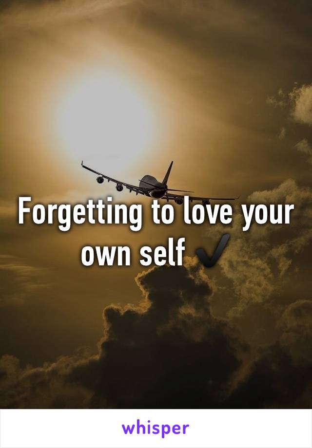Forgetting to love your own self ✔️