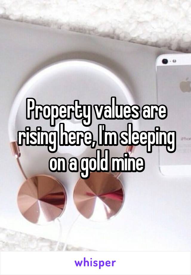 Property values are rising here, I'm sleeping on a gold mine