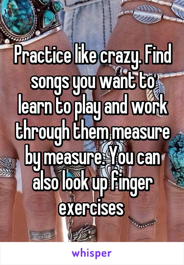 Practice like crazy. Find songs you want to learn to play and work through them measure by measure. You can also look up finger exercises 