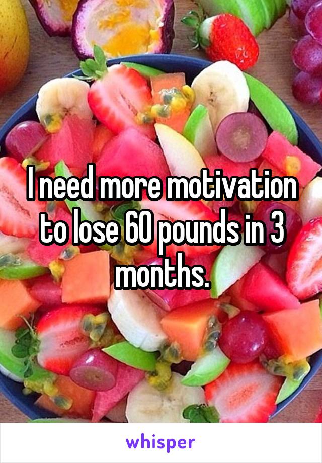 I need more motivation to lose 60 pounds in 3 months.