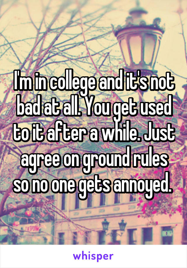 I'm in college and it's not bad at all. You get used to it after a while. Just agree on ground rules so no one gets annoyed. 