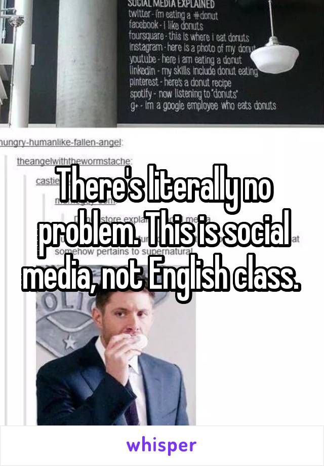 There's literally no problem. This is social media, not English class. 