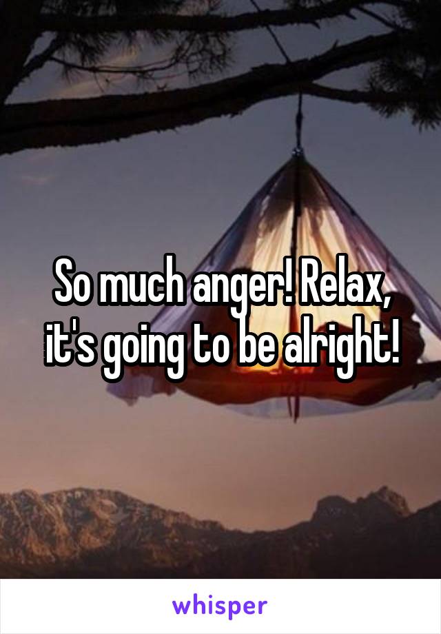 So much anger! Relax, it's going to be alright!