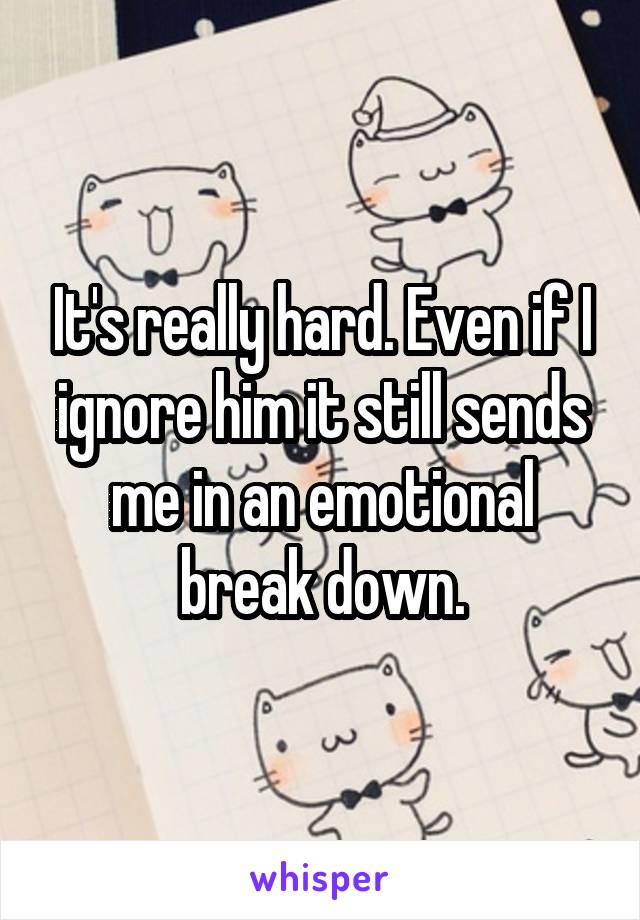 It's really hard. Even if I ignore him it still sends me in an emotional break down.