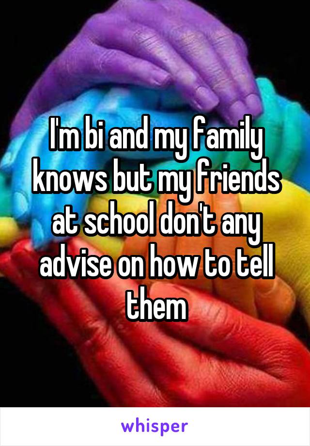 I'm bi and my family knows but my friends at school don't any advise on how to tell them