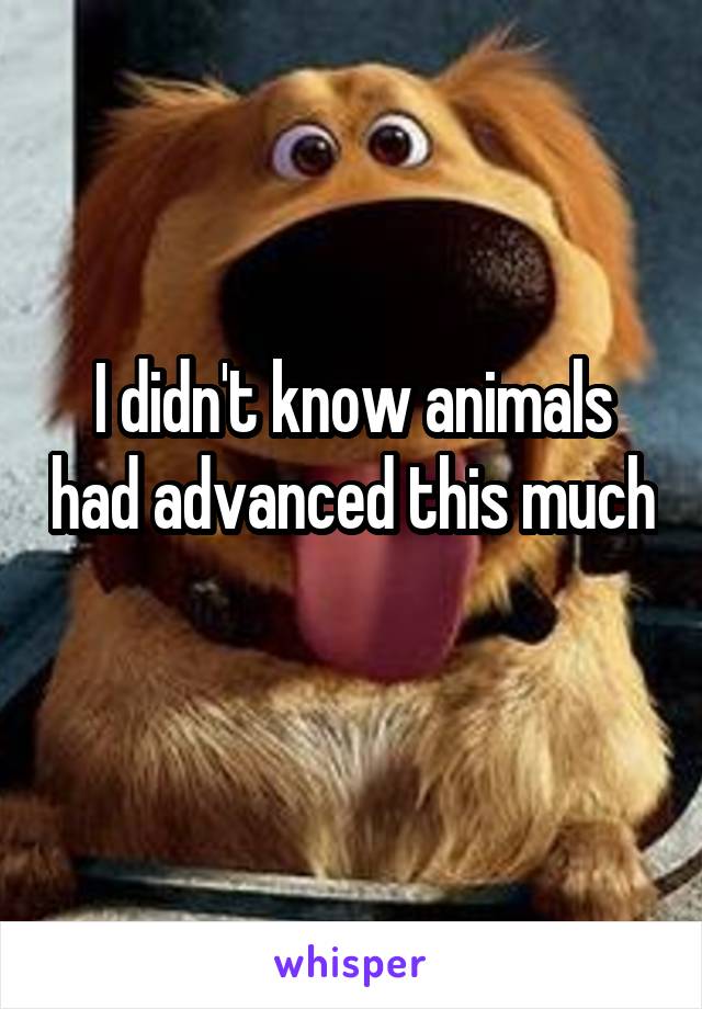 I didn't know animals had advanced this much 