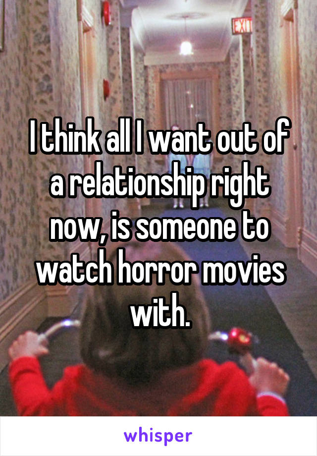 I think all I want out of a relationship right now, is someone to watch horror movies with.