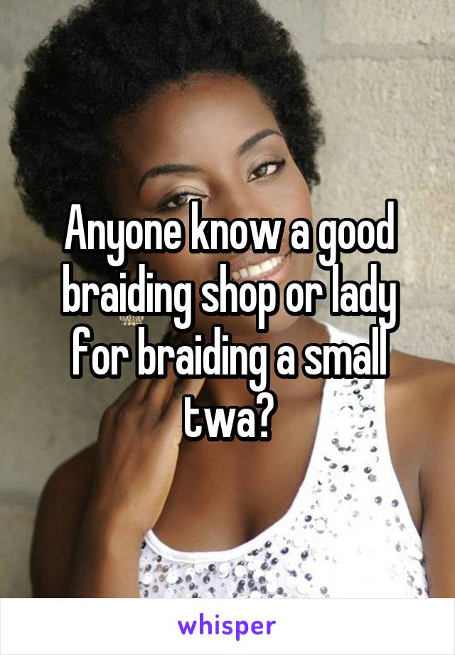 Anyone know a good braiding shop or lady for braiding a small twa?