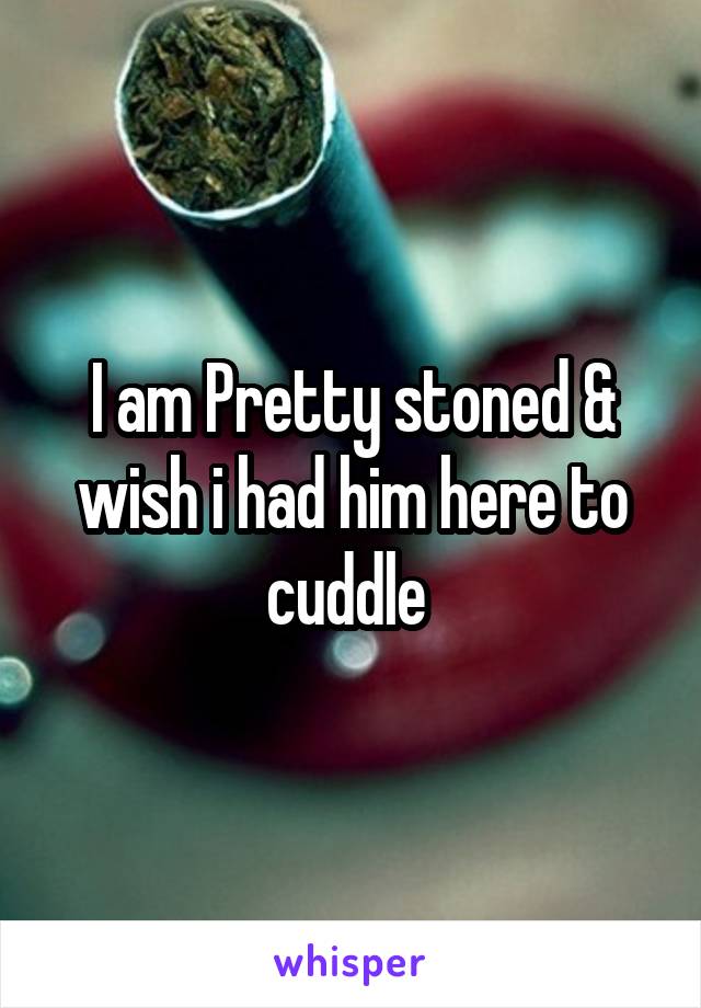 I am Pretty stoned & wish i had him here to cuddle 