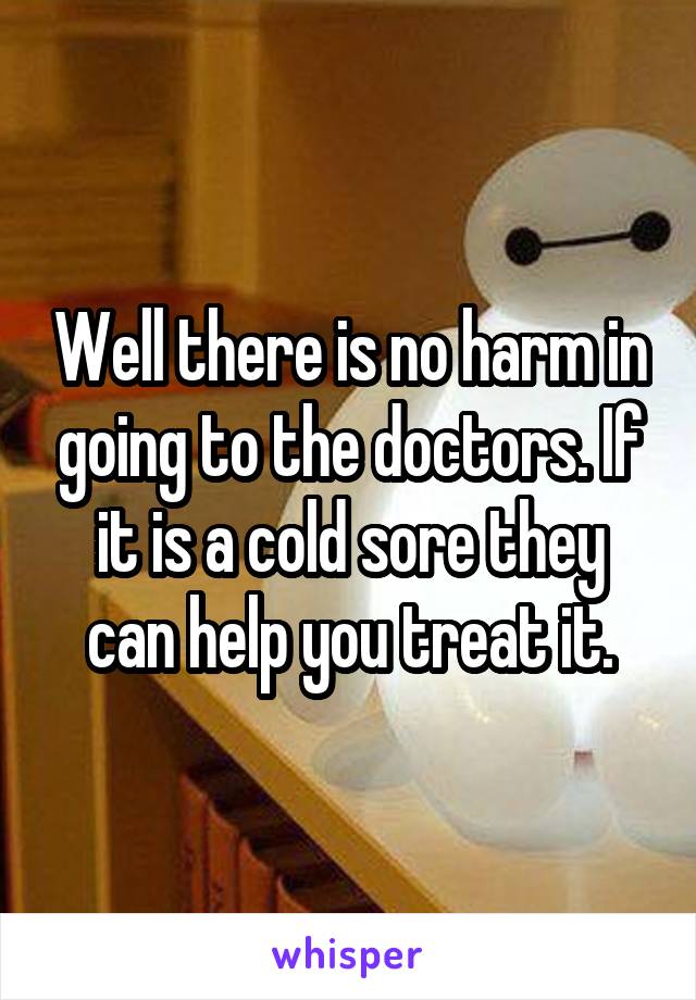 Well there is no harm in going to the doctors. If it is a cold sore they can help you treat it.