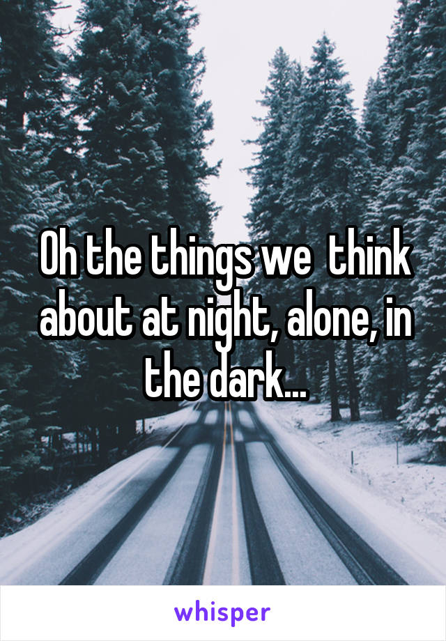 Oh the things we  think about at night, alone, in the dark...