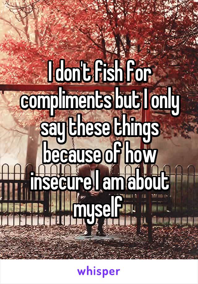 I don't fish for compliments but I only say these things because of how insecure I am about myself 