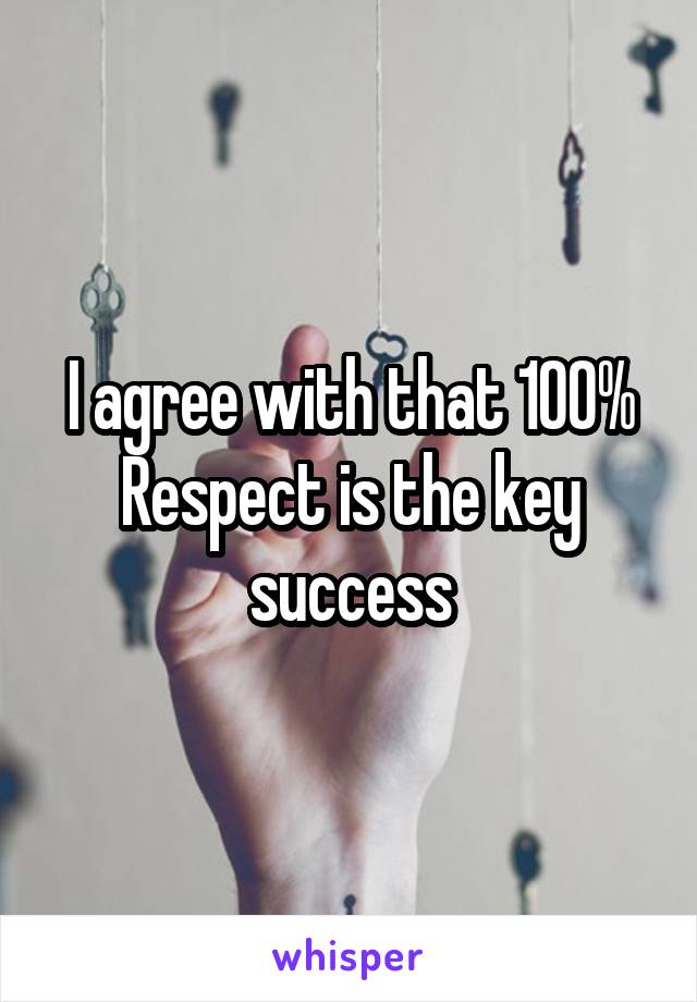 I agree with that 100%
Respect is the key success