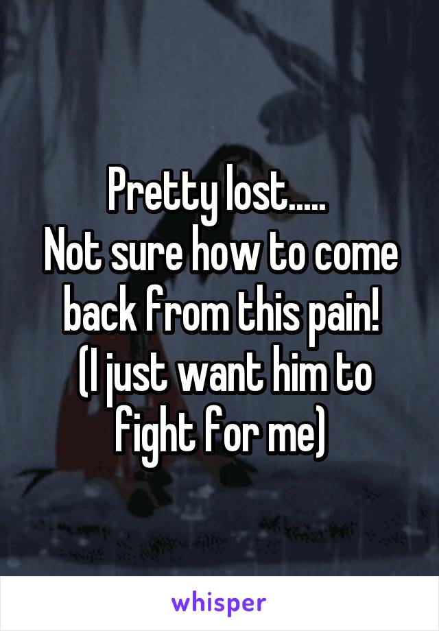 Pretty lost..... 
Not sure how to come back from this pain!
 (I just want him to fight for me)