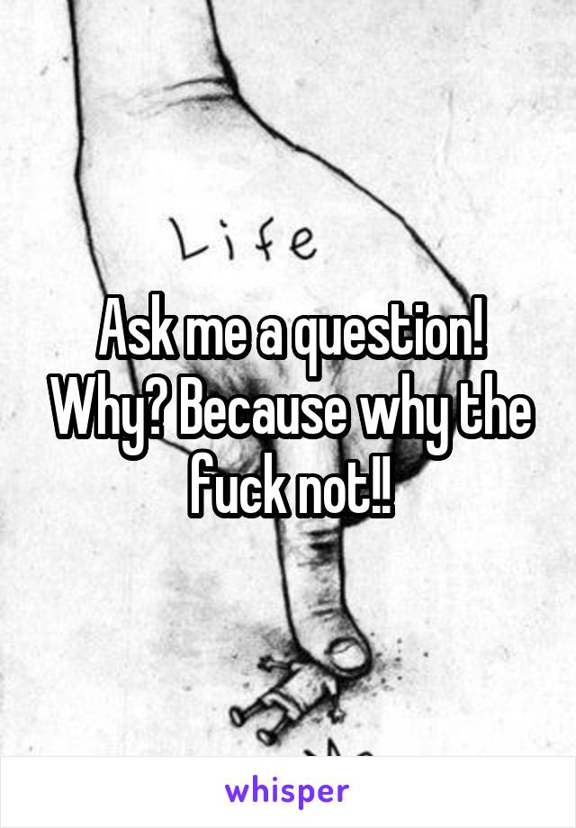 Ask me a question! Why? Because why the fuck not!!