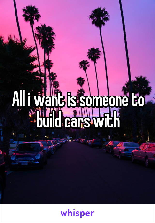 All i want is someone to build cars with